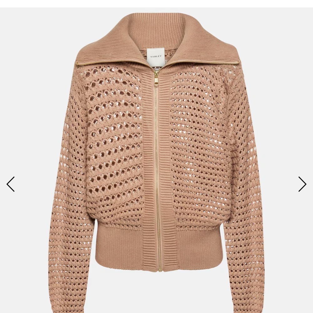 Varley Eloise Beige Knit Zip-Up Sweater- barely worn
